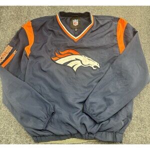 Denver Broncos Windbreaker Pullover Mens L Navy Orange NFL